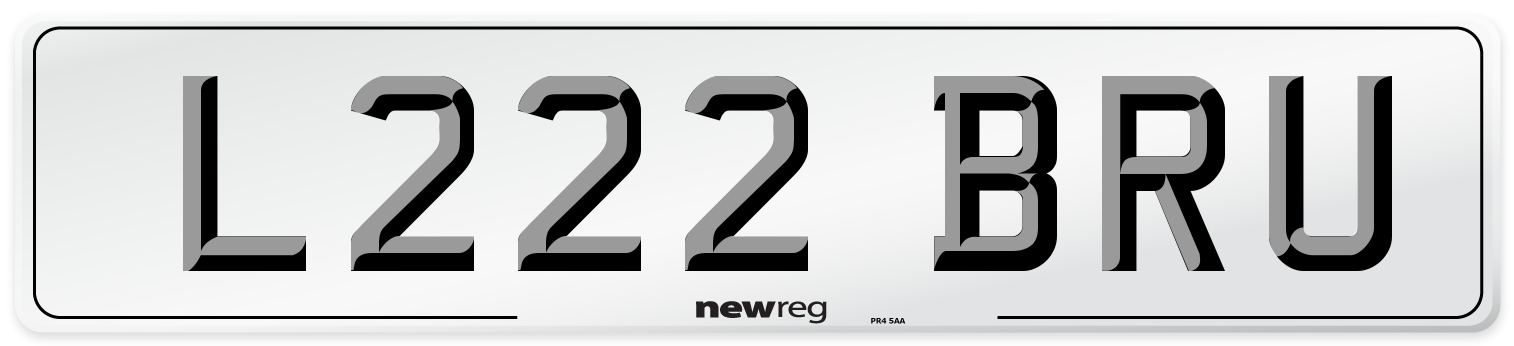 L222 BRU Number Plate from New Reg